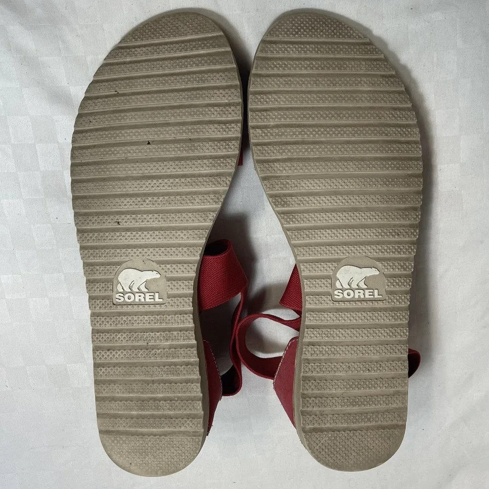 Sorel Ella II Sandals Red Full Grain Leather Womens‎ 9 UK 7 EU 40